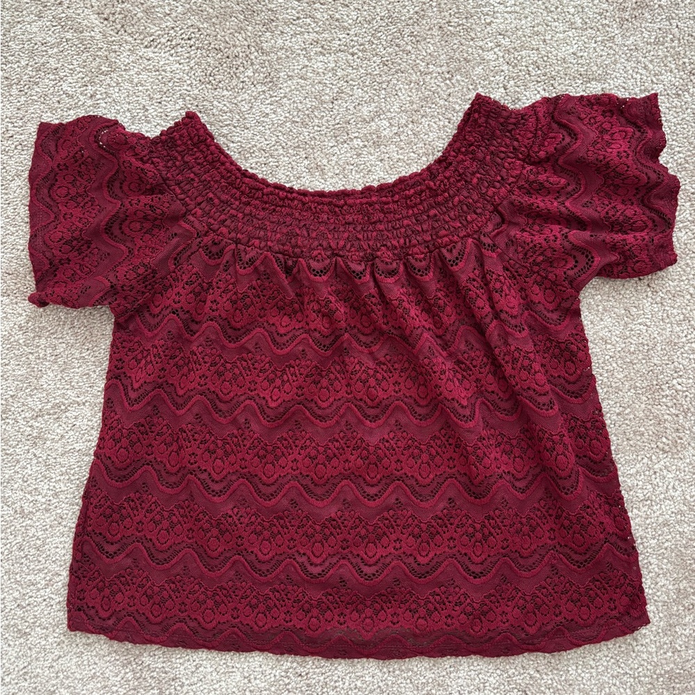 Ultra Flirt Burgundy Lace Blouse